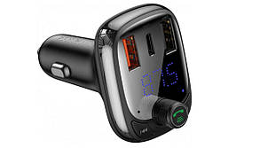 АЗП з FM-модулятором Baseus T typed S-13 Bluetooth MP3 car charger Black, фото 3