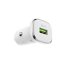 Автомобільний зарядний пристрій BOROFONE BZ12A single port QC3.0 18W White, фото 3