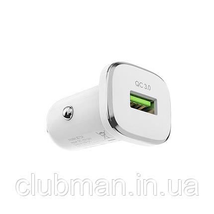 Автомобільний зарядний пристрій BOROFONE BZ12A single port QC3.0 with Micro-USB cable 18W White, фото 1