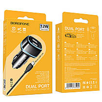Автомобільний зарядний пристрій BOROFONE BZ14 Max dual port (Micro) Black, фото 5