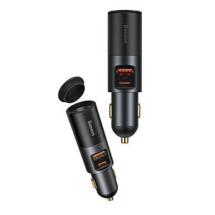 АЗП Baseus Share Together Cigarette Lighter Expansion Port U+C 120W Gray, фото 1