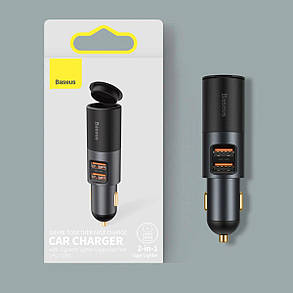 АЗП Baseus Share Together Cigarette Lighter Expansion Port U+C 120W Gray, фото 4