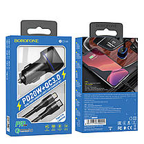 Автомобільний зарядний пристрій BOROFONE BZ14A Mercury PD20W+QC3.0 (Type-C to Lightning) Black, фото 5