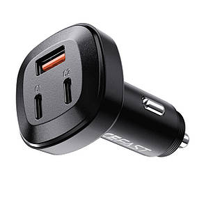 Автомобільний зарядний пристрій ACEFAST B3 66W(USB-C+USB-C+USB-A) three-port metal car charger, фото 4