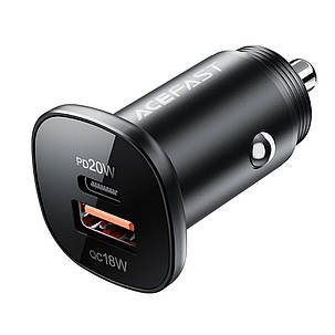 Автомобільний зарядний пристрій ACEFAST B1 mini 38W(USB-C+USB-A) dual-port metal car charger, фото 1