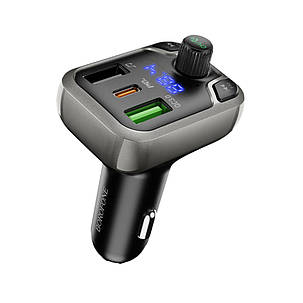 АЗП з FM-модулятором BOROFONE BC38 Flash Energy PD20W+QC3.0 car BT FM transmitter Black, фото 1