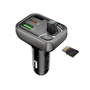 АЗП з FM-модулятором BOROFONE BC38 Flash Energy PD20W+QC3.0 car BT FM transmitter Black, фото 3
