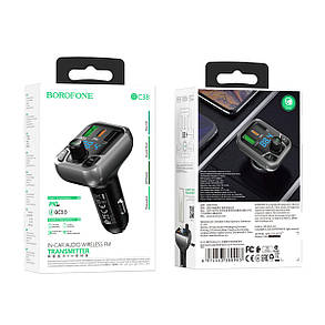 АЗП з FM-модулятором BOROFONE BC38 Flash Energy PD20W+QC3.0 car BT FM transmitter Black, фото 4