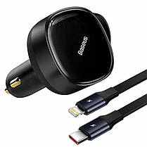 Автомобільний зарядний пристрій Baseus Enjoyment Retractable 2-in-1 Car Charger C+L 30W Black, фото 5
