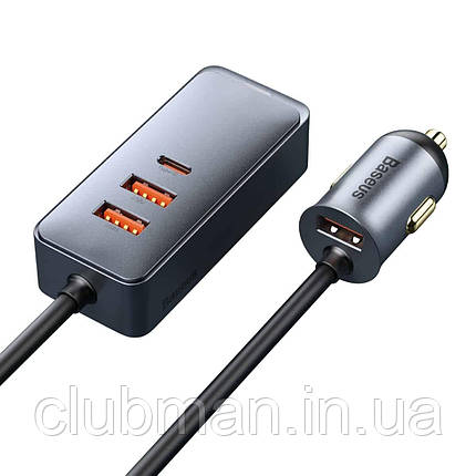 АЗП Baseus Share Together PPS multi-port Fast charging with extension cord 120W 3U+1C Gray, фото 1