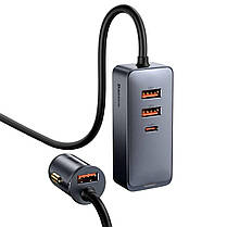 АЗП Baseus Share Together PPS multi-port Fast charging with extension cord 120W 3U+1C Gray, фото 3