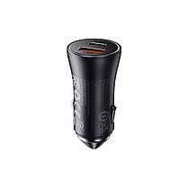 АЗП Baseus Golden Contactor Max Dual Fast Charger Car Charger U+C 60W Dark Gray, фото 5