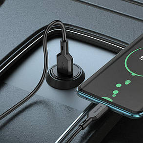 Автомобільний зарядний пристрій BOROFONE BZ18 single port QC3.0 car charger set(Type-C) 18W Black, фото 3