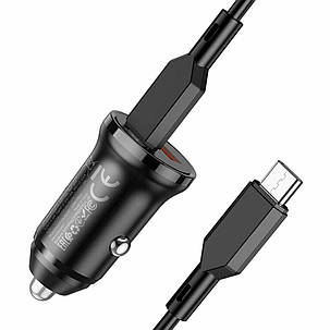 Автомобільний зарядний пристрій BOROFONE BZ18A PD20W+QC3.0 car charger set(Type-C to Type-C) Black, фото 3