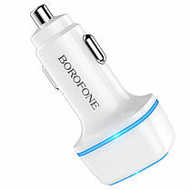 Автомобільний зарядний пристрій BOROFONE BZ14 Max dual port ambient light car charger White, фото 4