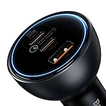 АЗП Baseus Qualcomm Quick Charge 5 Technology Multi-Port Fast Charge Car Charger C+C+U 160W set Gray, фото 6