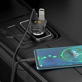 Автомобільний BT FM-передавач (BOROFONE BC43 Flash QC3.0) - Чорний
