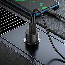 Автомобільний зарядний пристрій BOROFONE BZ19A Wisdom single port QC3.0 car charger set(Type-C) 18W Black, фото 4