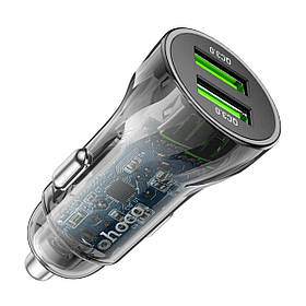 Автомобільний зарядний пристрій HOCO Z47 Transparent Discovery Edition dual port QC3.0 18W (Micro) Transparent