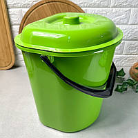 Пристінне відро для сміття з кришкою 12л Зелене Ламела