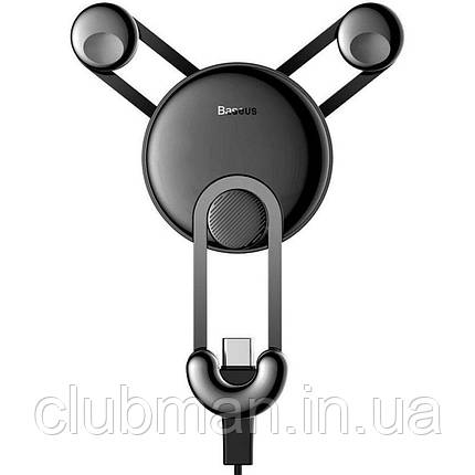 Тримач для мобільного Baseus YY Holder With Type-C Cable Black, фото 1
