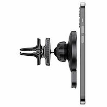 Тримач для мобiльного з БЗП HOCO CA85 Ultra-fast magnetic wireless charging car holder Black, фото 6