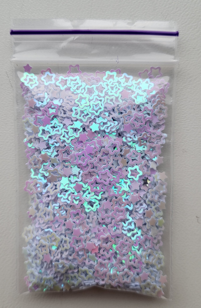 Гліттер (блискітки), колір - зірка, білий хамелеон 5 грам, фото 1