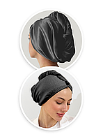 LUM Шовковий двосторонній рушник-тюрбан колір Чорний