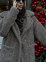 Женская теплая зимняя укороченная шуба с эко меха барашек размер S-L универсальный Мокко