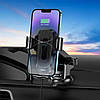 Тримач для мобiльного з БЗП HOCO HW3 Wise automatic induction wireless fast charging car holder(center, фото 9