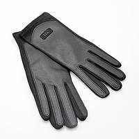 Жіночі рукавички трикотаж, Чорні рукавички замінник шкіра, Рукавички LGC