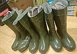 Чоловічі гумові робочі чоботи захисні з утепленим панчохом розмір 41 зелені Якісне взуття, фото 10