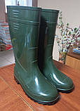 Чоловічі гумові робочі чоботи захисні з утепленим панчохом розмір 41 зелені Якісне взуття, фото 4