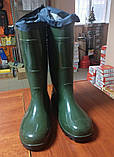 Чоловічі гумові робочі чоботи захисні з утепленим панчохом розмір 41 зелені Якісне взуття, фото 3