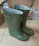 Чоловічі гумові робочі чоботи захисні з утепленим панчохом розмір 41 зелені Якісне взуття, фото 2