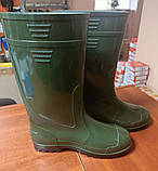 Чоловічі гумові робочі чоботи захисні з утепленим панчохом розмір 41 зелені Якісне взуття, фото 5