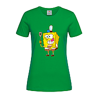 Зеленая женская футболка Губка Боб с бургером (11-27-5-зелений)