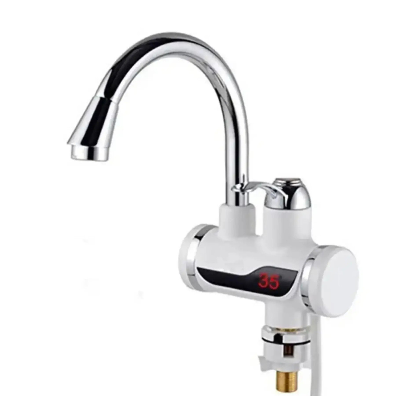 Водонагрівач Проточної Води Delimano з Екраном Нижнє Підключення з LCD Дисплеєм Цифровий Білий, фото 1