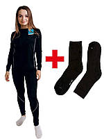 Женский комплект термобелье +носки, черный, зима/осень, черный цвет