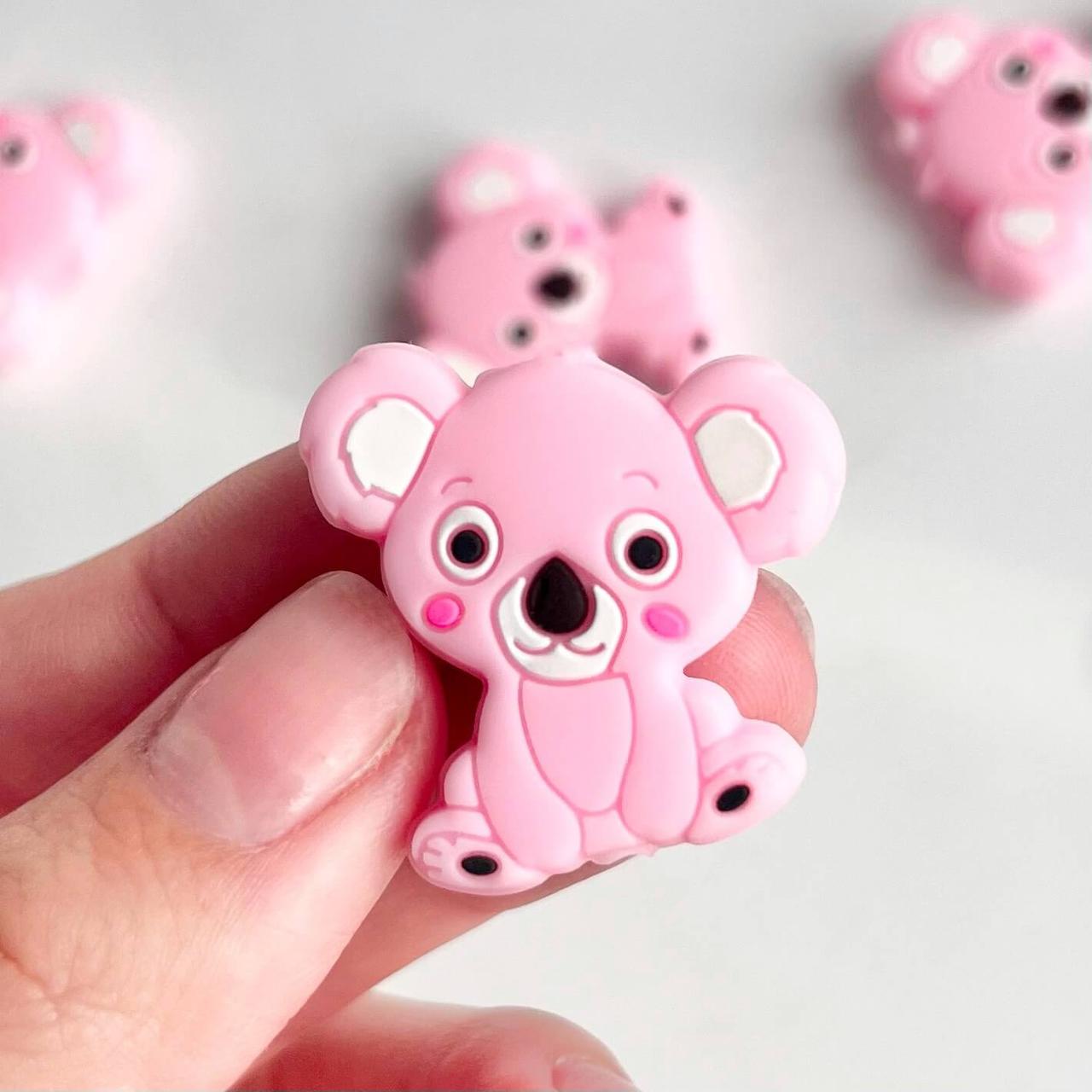 Коала МІНІ (троянда кварц) силіконова намистина, фото 1