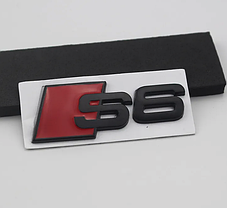 Емблема наліпка S6 AUDI (Ауді) - Чорний глянець 100х36 мм, фото 4