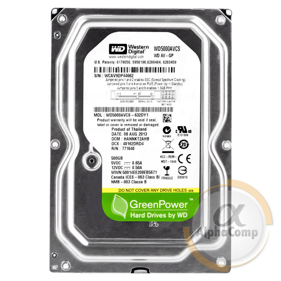 Жорсткий диск 3.5" 500Gb WD WD5000AVCS (16Mb • 5400 • SATA2) БВ