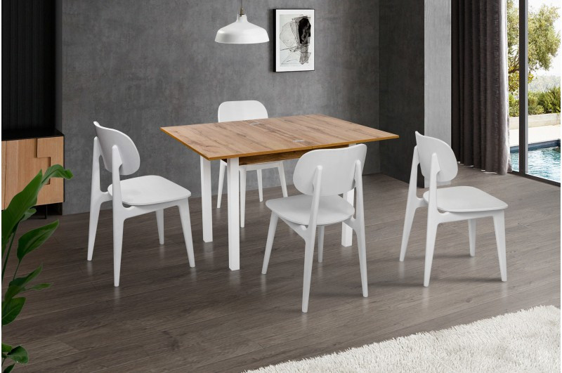 Кухонний стіл трансформер Скай Мікс меблі, колір дуб тахо, білий