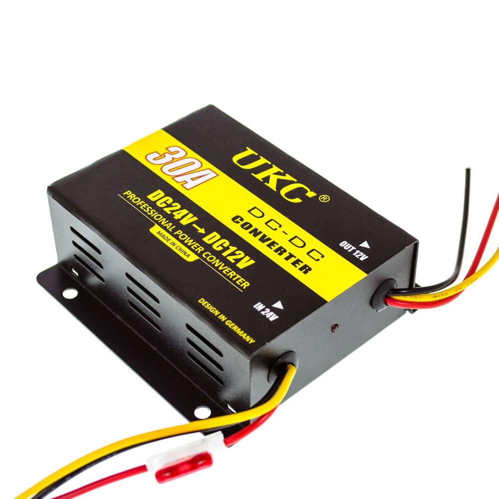 Перетворювач DC/DC 24V-12V 30A Чорний/Жовтий 3901