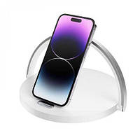 Бездротовий зарядний пристрій XO WX030 3в1 15 W + нічник + тримач швидке заряджання — білий