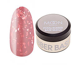 Каучукова База для гель лаку Moon Full Silena №2035 натурально-рожева зі срібною поталлю 15 мл