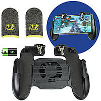 Комплект игровой 5в1 геймпад джойстик триггер H5 с аккумулятором для охлаждения смартфона + напальчники