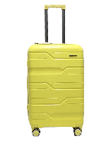 Дорожный средний чемодан полипропилен на 4 колесах размер М Milano качественный желтый чемодан прочный средний
