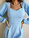 Молодіжне стильне плаття коротке, з вільними рукавами, блакитне, фото 5