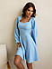 Молодіжне стильне плаття коротке, з вільними рукавами, блакитне, фото 2